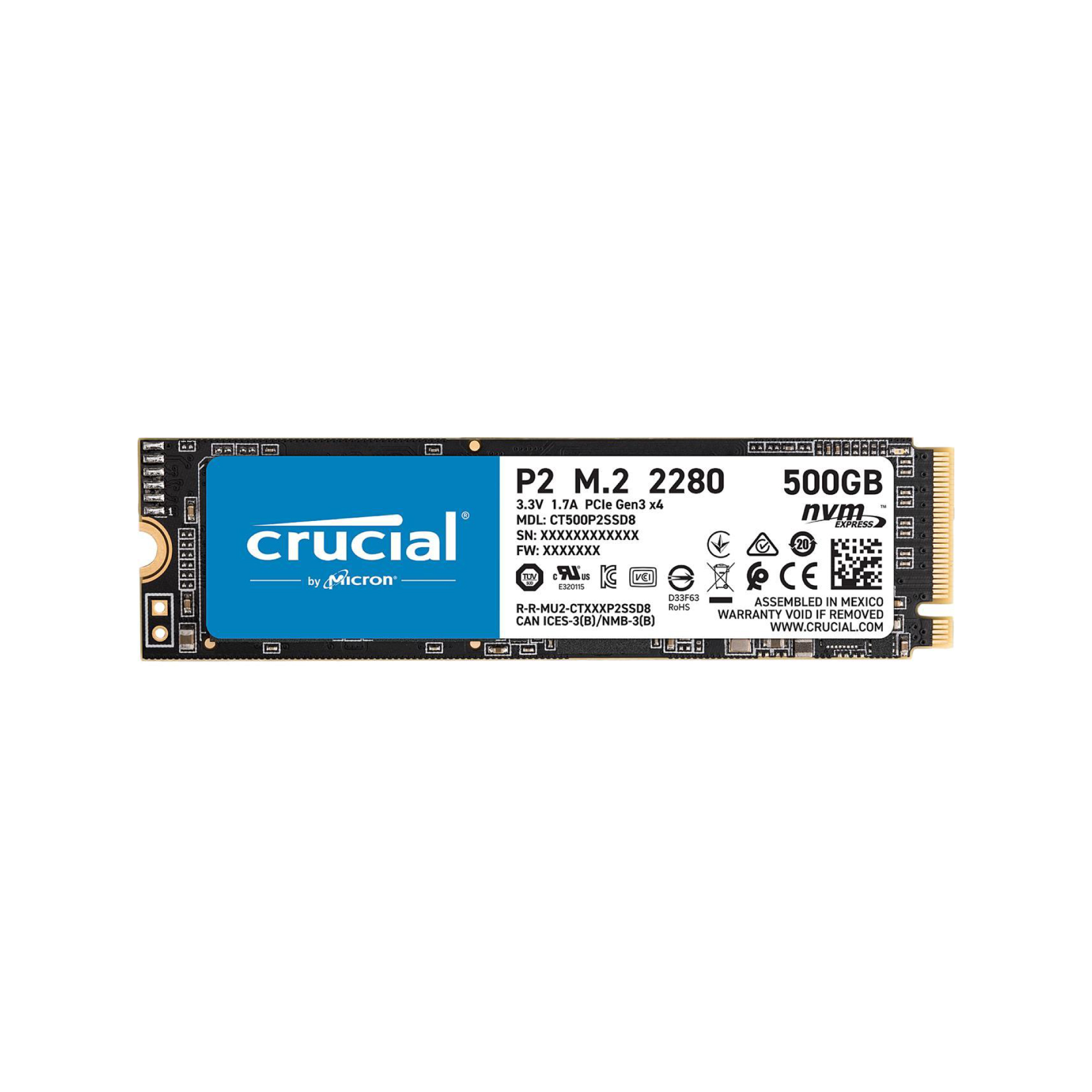 CRUCIAL 500GB P2 3D NAND NVME PCIE M.2 SSD