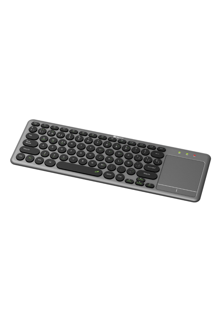 Teclado inalámbrico de conexión dual Bluetooth/WiFi 2,4 GHz con panel táctil